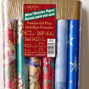 VINTAGE/NEW OLD STOCK Carlton Cards Christmas Wrapping Paper Rolls